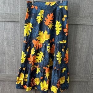 Maude Vivante Fall Print Maxi Skirt in Navy and Orange